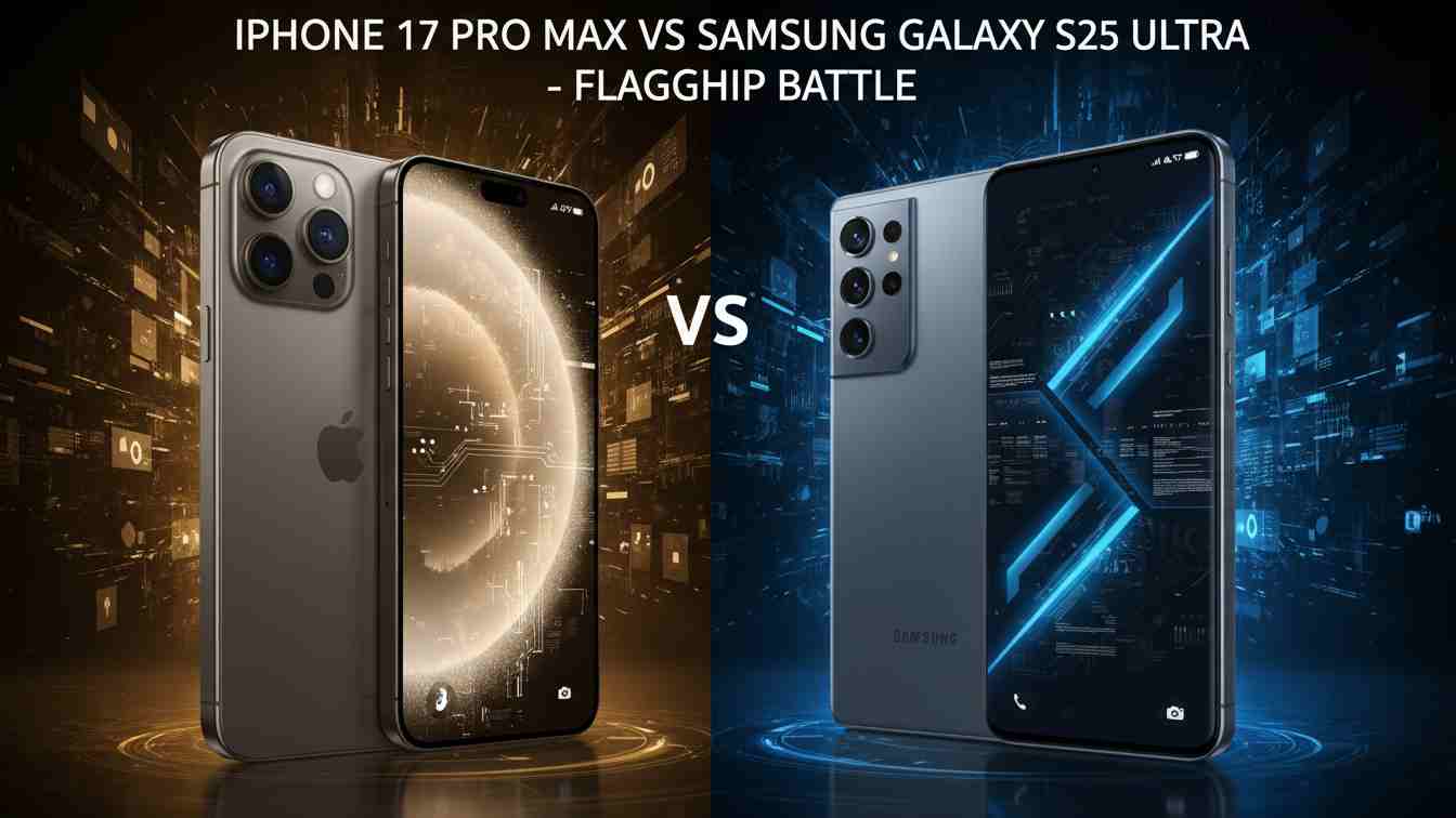 iPhone 17 Pro Max vs Samsung Galaxy S25 Ultra Flagship Smartphone Comparison Image in